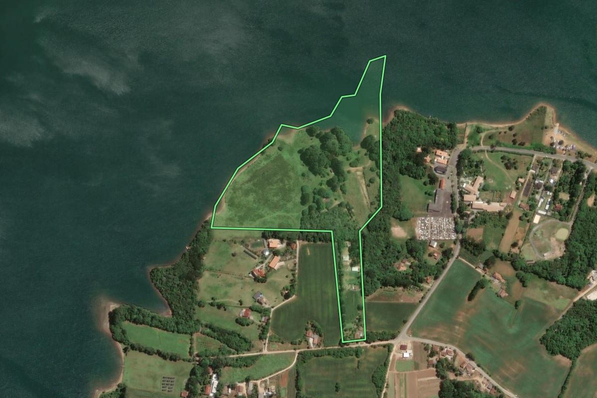 Imagem de satélite do imóvel rural em Araucária (PR), com o contorno declarado no CAR desenhado por cima.