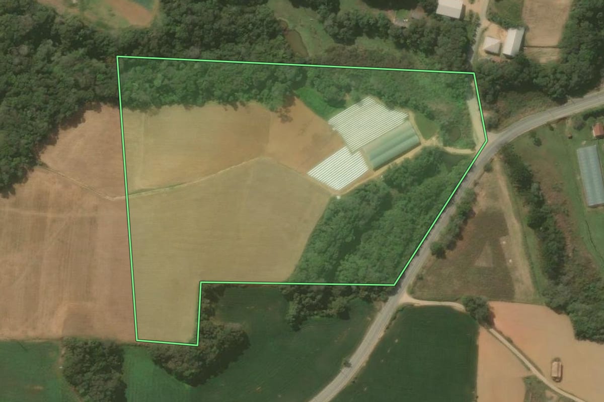 Imagem de satélite do imóvel rural em Araucária (PR), com o contorno declarado no CAR desenhado por cima.