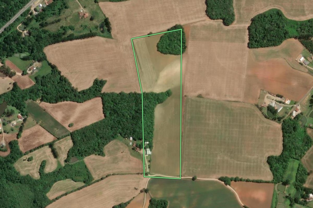 Imagem de satélite do imóvel rural em Araucária (PR), com o contorno declarado no CAR desenhado por cima.