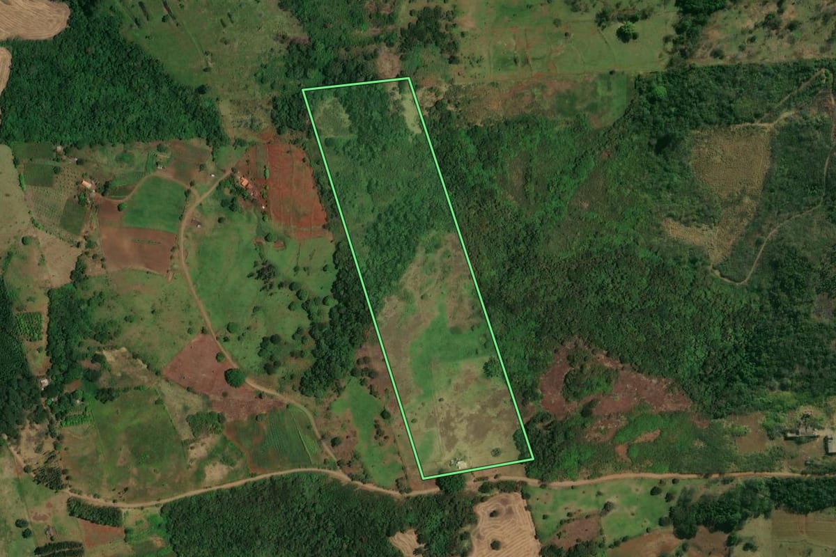 Imagem de satélite do imóvel rural em Assaí (PR), com o contorno declarado no CAR desenhado por cima.