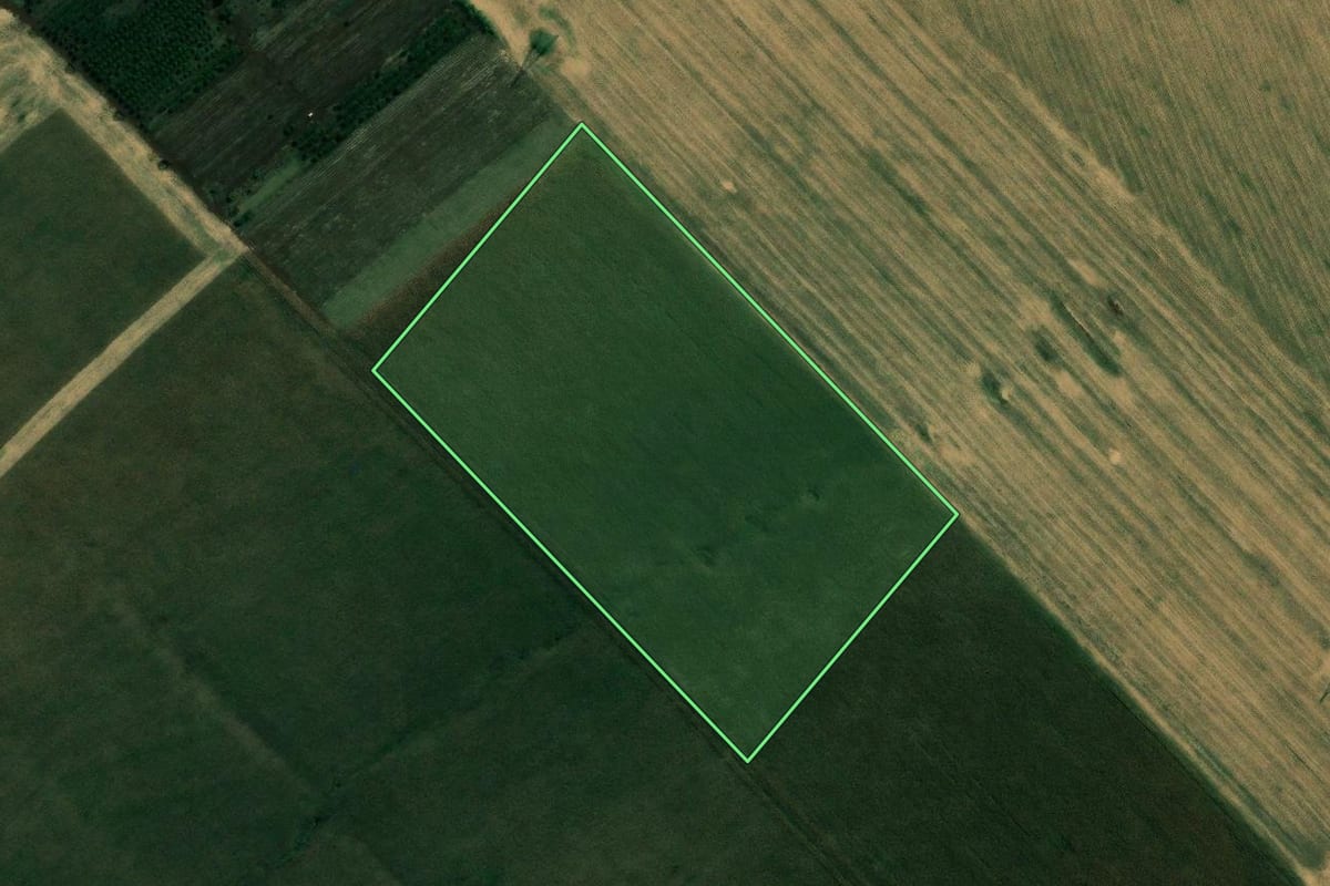 Imagem de satélite do imóvel rural em Assaí (PR), com o contorno declarado no CAR desenhado por cima.