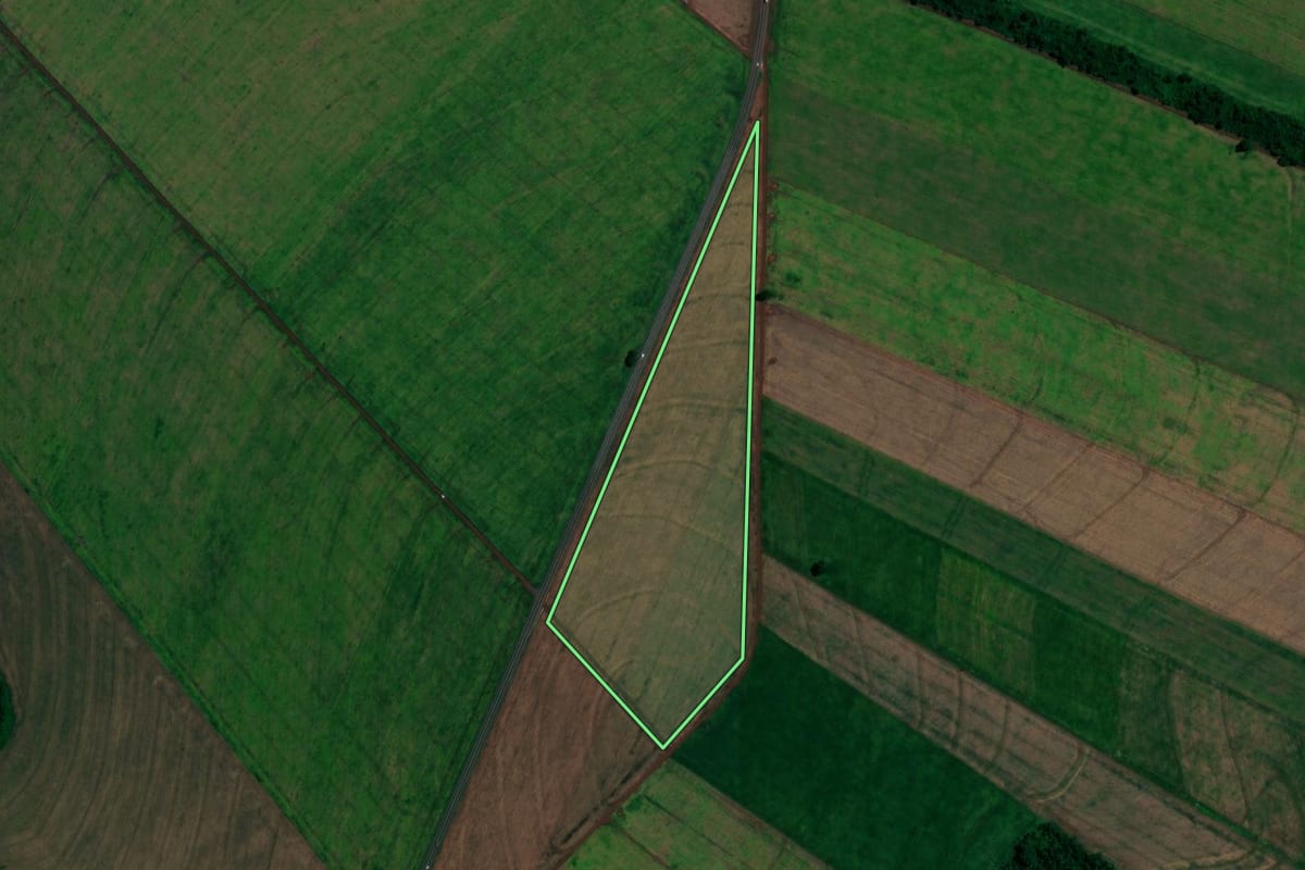 Imagem de satélite do imóvel rural em Assis Chateaubriand (PR), com o contorno declarado no CAR desenhado por cima.