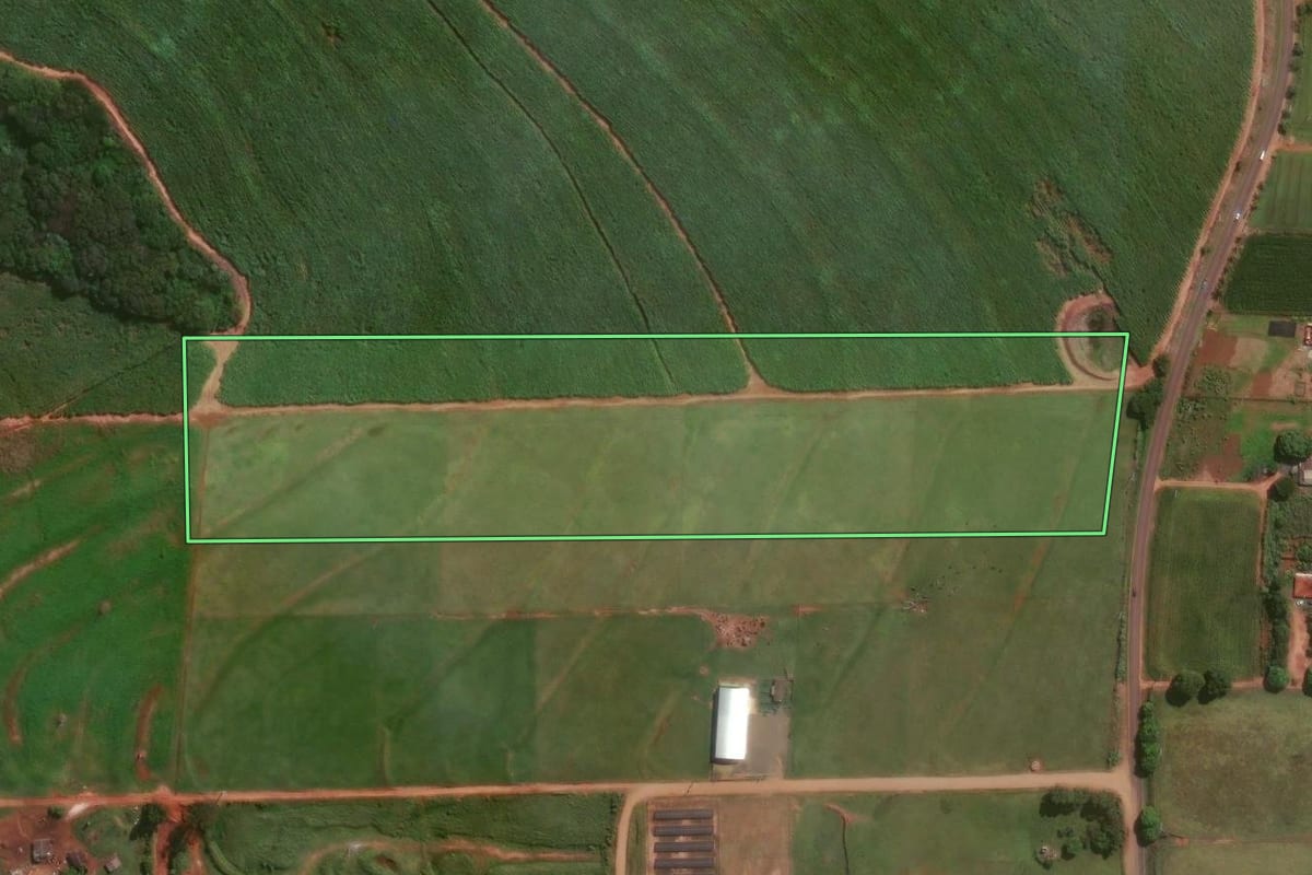 Imagem de satélite do imóvel rural em Astorga (PR), com o contorno declarado no CAR desenhado por cima.