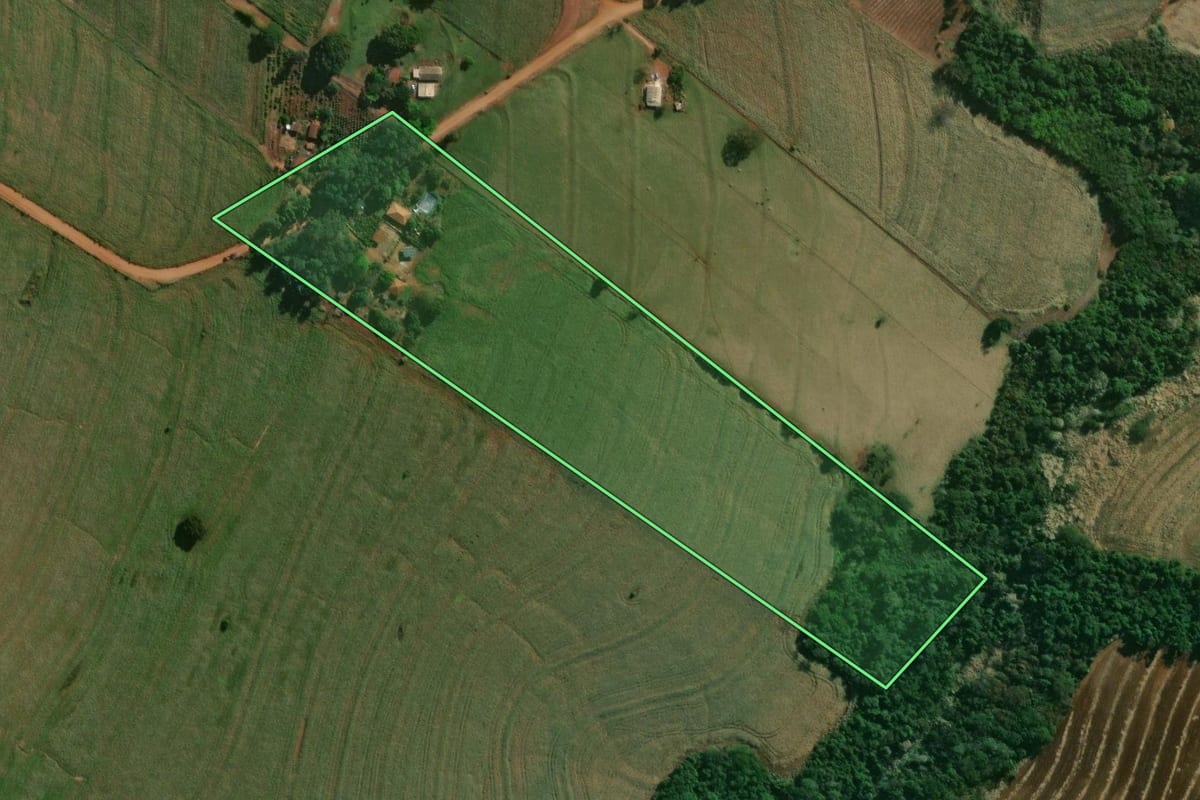 Imagem de satélite do imóvel rural em Astorga (PR), com o contorno declarado no CAR desenhado por cima.