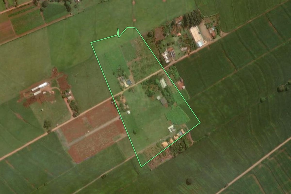 Imagem de satélite do imóvel rural em Astorga (PR), com o contorno declarado no CAR desenhado por cima.