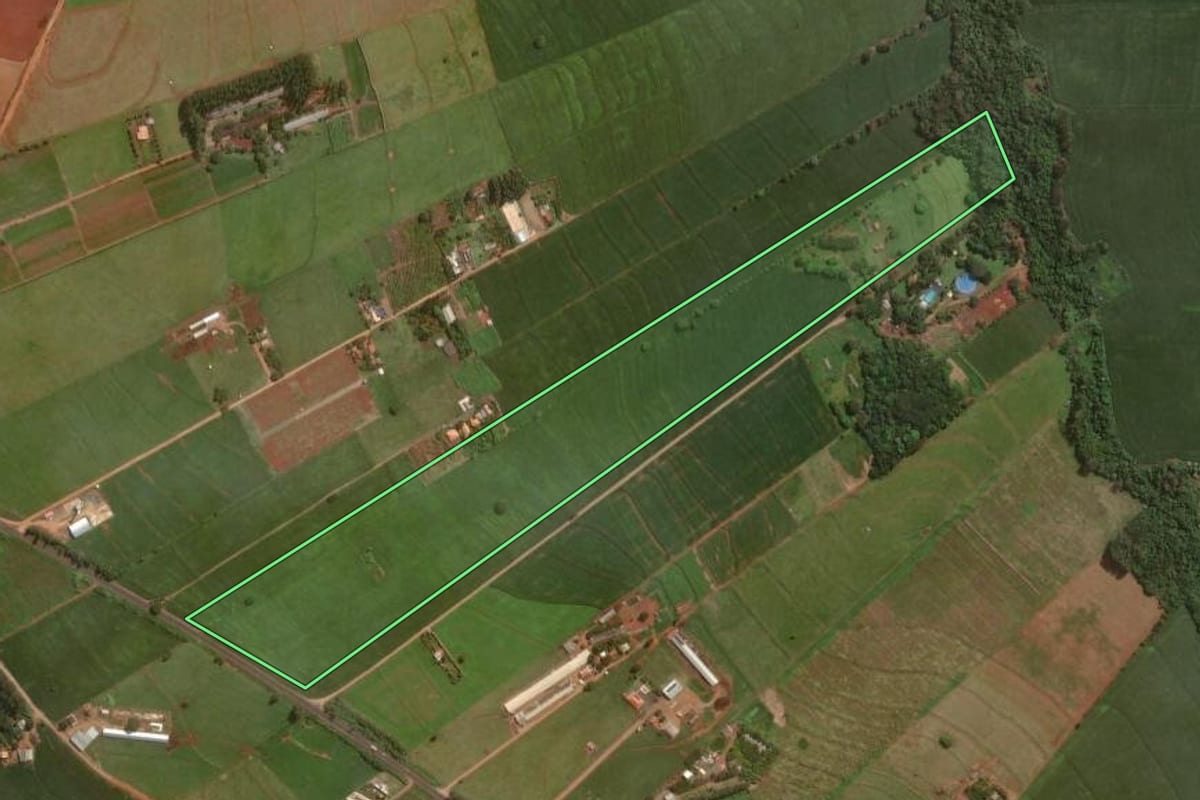 Imagem de satélite do imóvel rural em Astorga (PR), com o contorno declarado no CAR desenhado por cima.