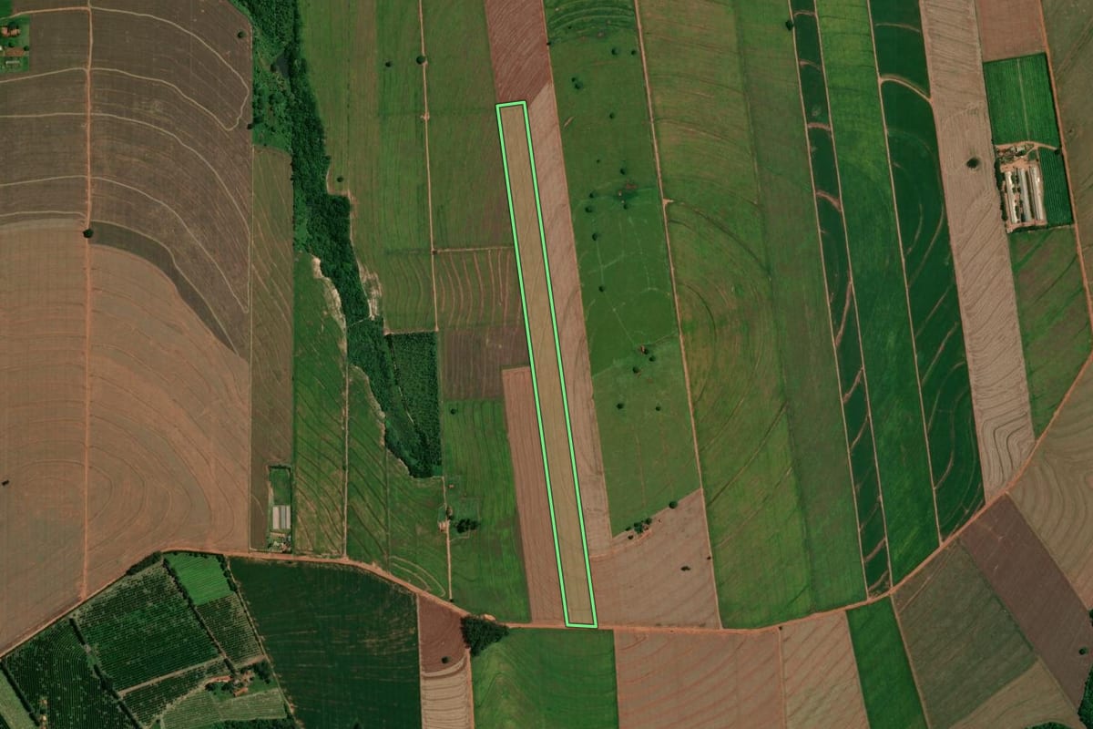 Imagem de satélite do imóvel rural em Atalaia (PR), com o contorno declarado no CAR desenhado por cima.
