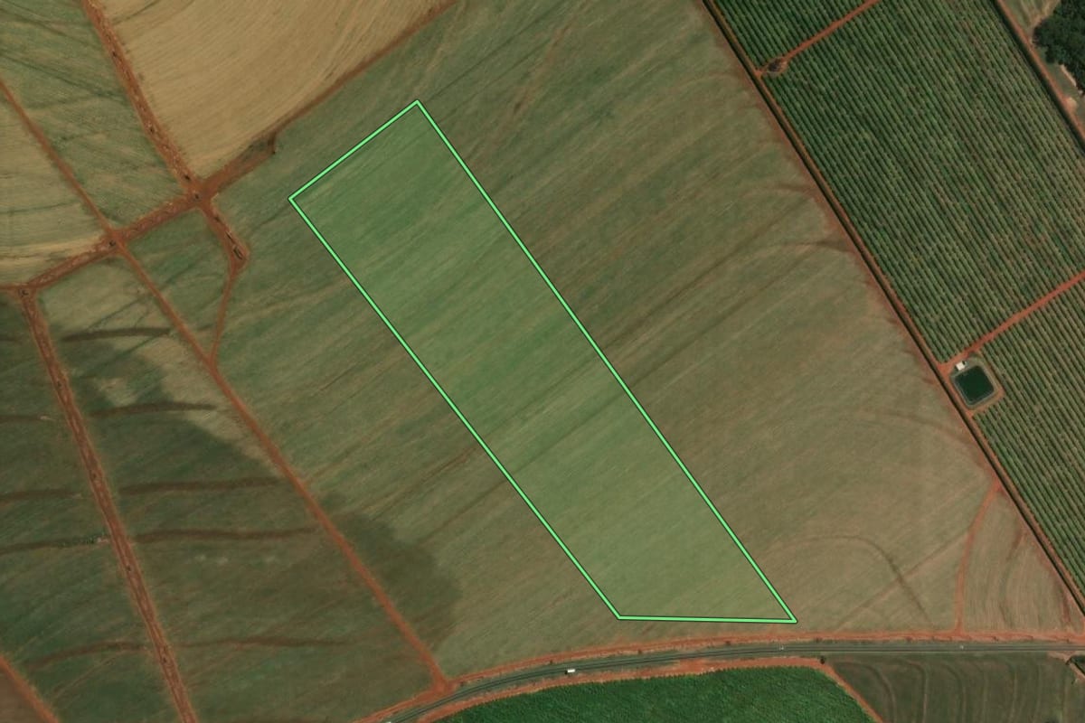 Imagem de satélite do imóvel rural em Atalaia (PR), com o contorno declarado no CAR desenhado por cima.