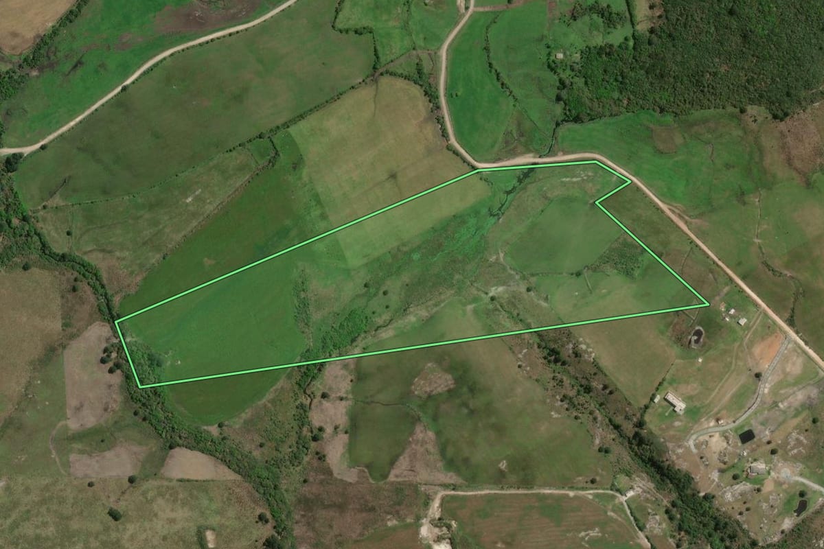 Imagem de satélite do imóvel rural em Balsa Nova (PR), com o contorno declarado no CAR desenhado por cima.