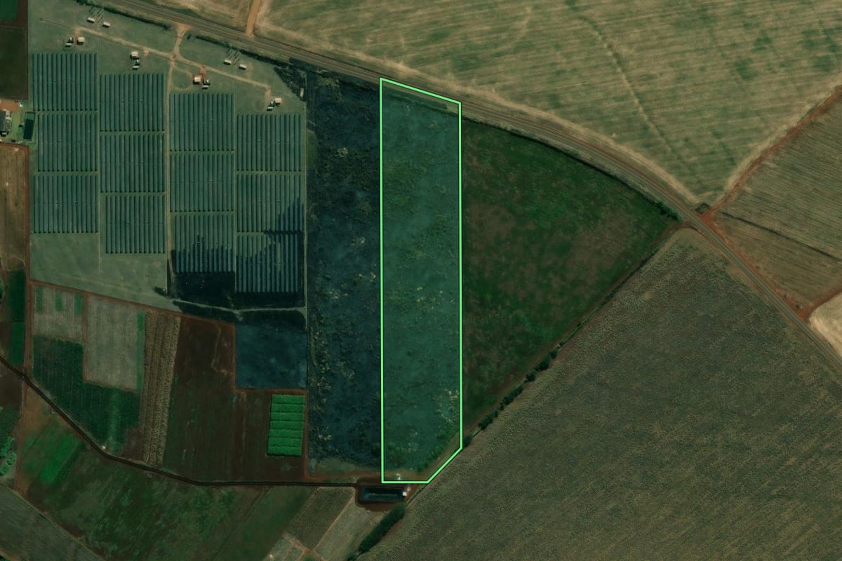 Imagem de satélite do imóvel rural em Bandeirantes (PR), com o contorno declarado no CAR desenhado por cima.