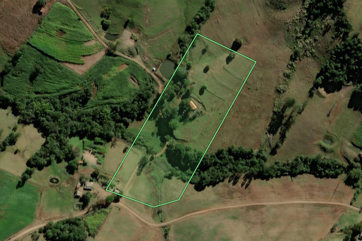 Imagem de satélite do imóvel rural em Barbosa Ferraz (PR), com o contorno declarado no CAR desenhado por cima.