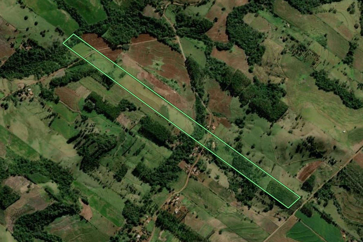 Imagem de satélite do imóvel rural em Barbosa Ferraz (PR), com o contorno declarado no CAR desenhado por cima.