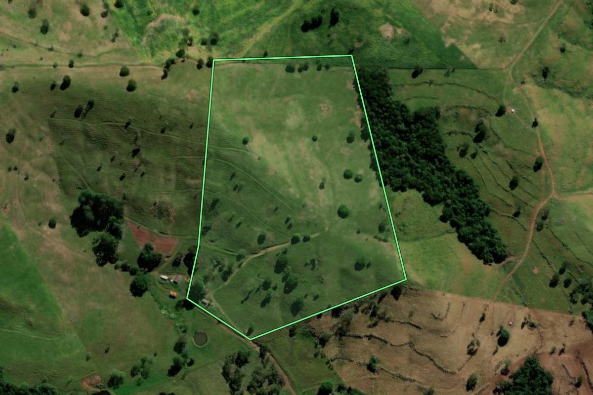 Imagem de satélite do imóvel rural em Barbosa Ferraz (PR), com o contorno declarado no CAR desenhado por cima.