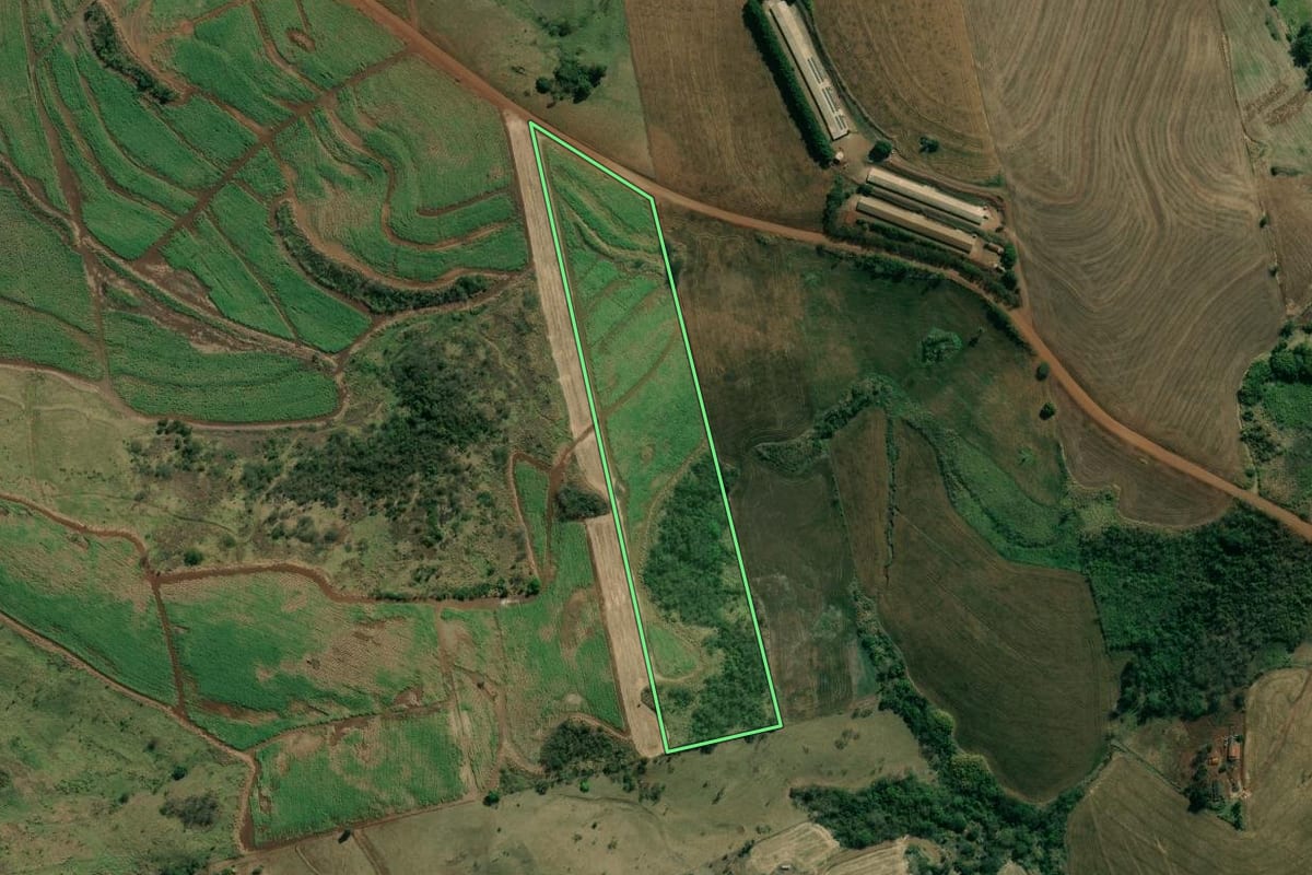Imagem de satélite do imóvel rural em Barra do Jacaré (PR), com o contorno declarado no CAR desenhado por cima.