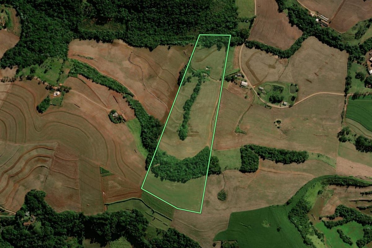Imagem de satélite do imóvel rural em Bela Vista da Caroba (PR), com o contorno declarado no CAR desenhado por cima.