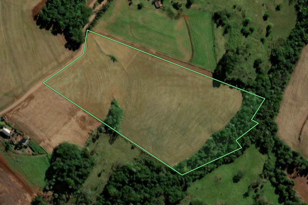 Imagem de satélite do imóvel rural em Bela Vista da Caroba (PR), com o contorno declarado no CAR desenhado por cima.