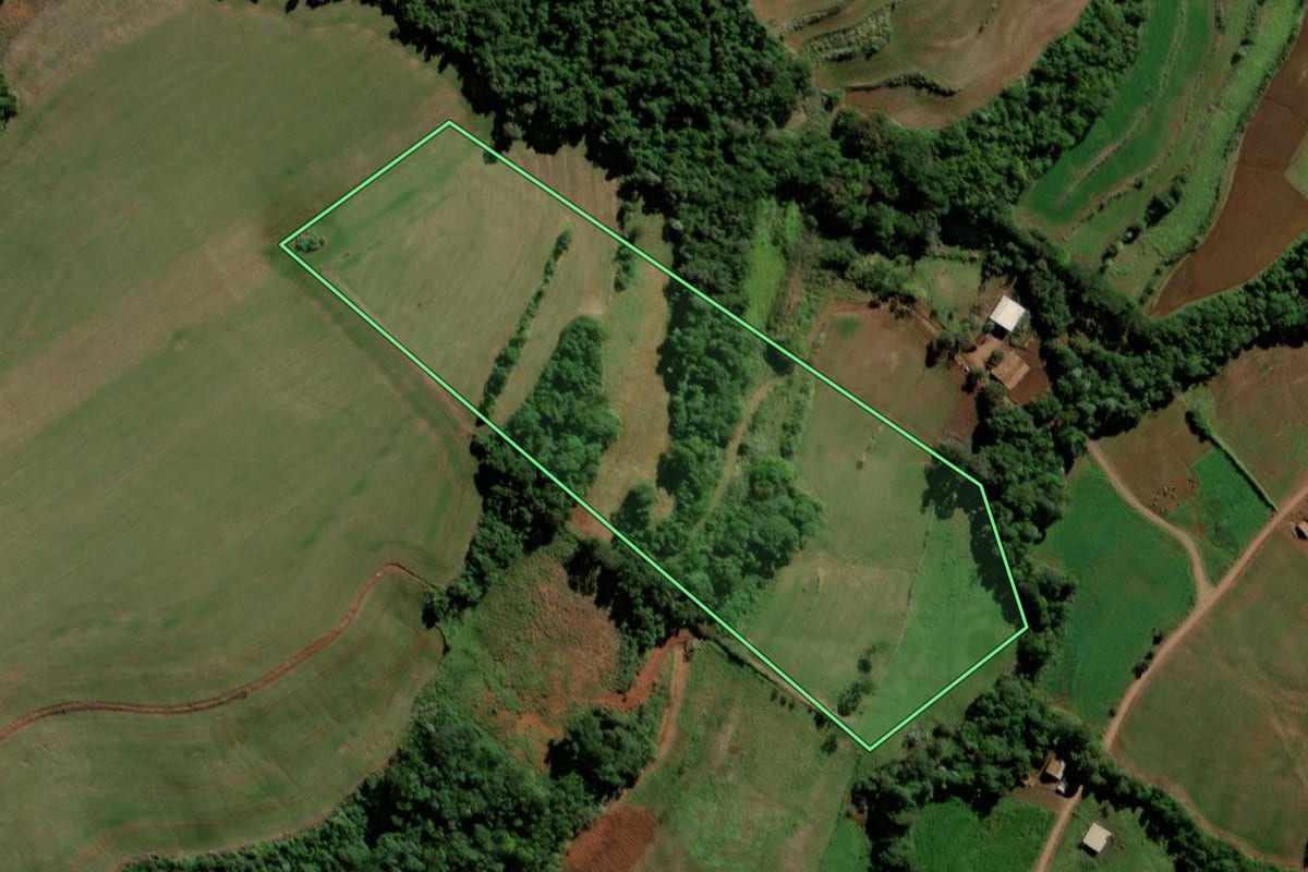 Imagem de satélite do imóvel rural em Bela Vista da Caroba (PR), com o contorno declarado no CAR desenhado por cima.