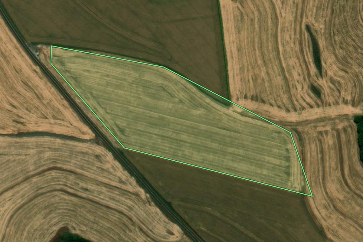 Imagem de satélite do imóvel rural em Bela Vista da Caroba (PR), com o contorno declarado no CAR desenhado por cima.