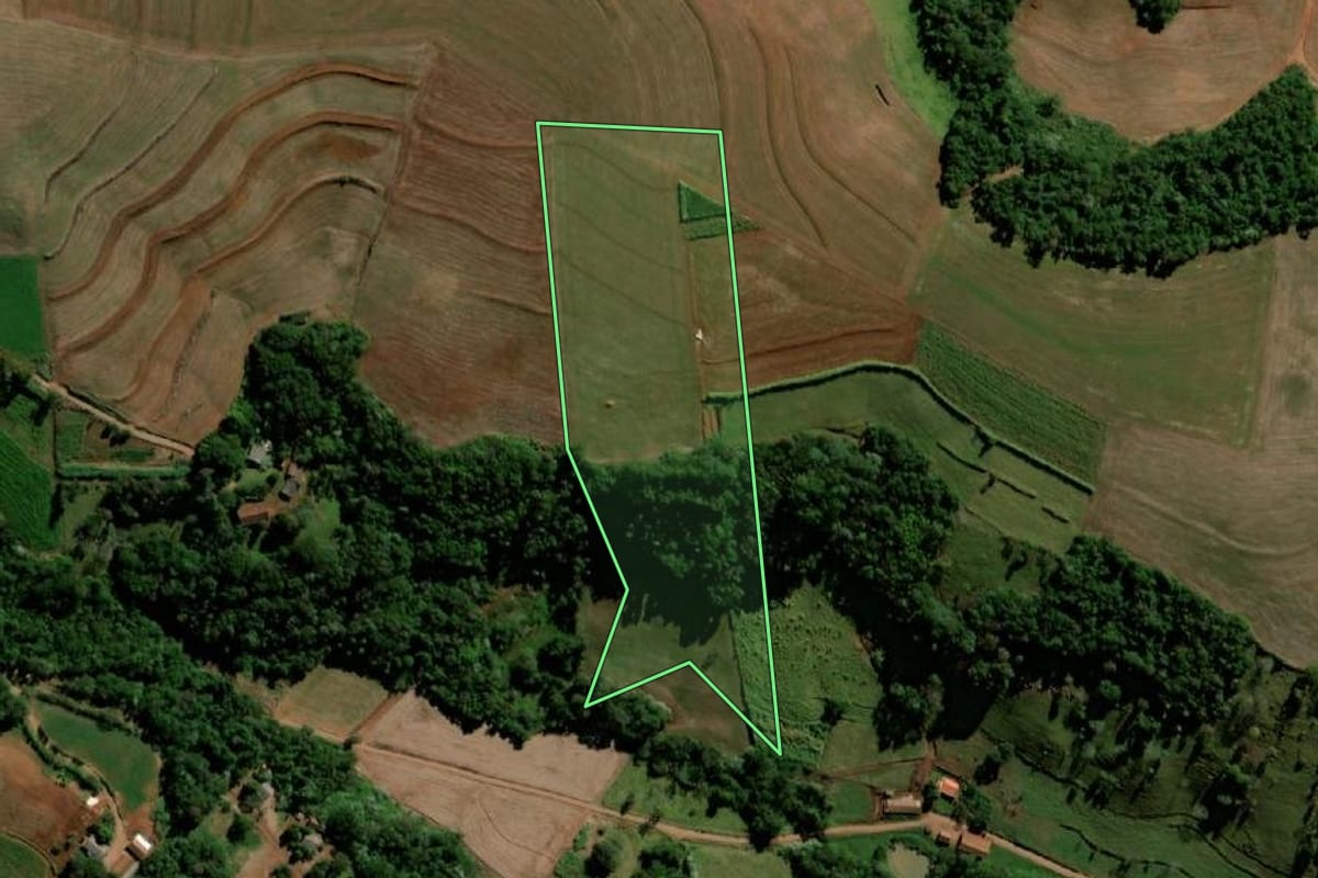 Imagem de satélite do imóvel rural em Bela Vista da Caroba (PR), com o contorno declarado no CAR desenhado por cima.