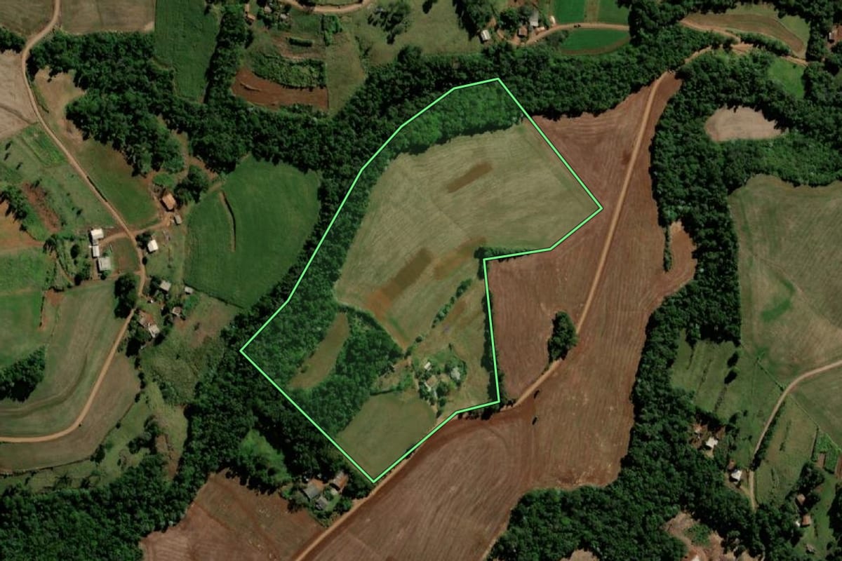Imagem de satélite do imóvel rural em Bela Vista da Caroba (PR), com o contorno declarado no CAR desenhado por cima.