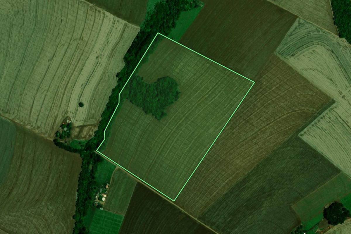Imagem de satélite do imóvel rural em Boa Esperança (PR), com o contorno declarado no CAR desenhado por cima.