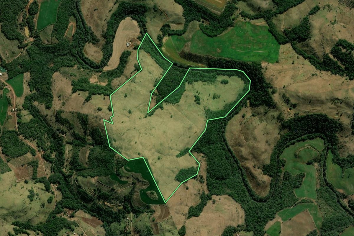 Imagem de satélite do imóvel rural em Bom Jesus do Sul (PR), com o contorno declarado no CAR desenhado por cima.