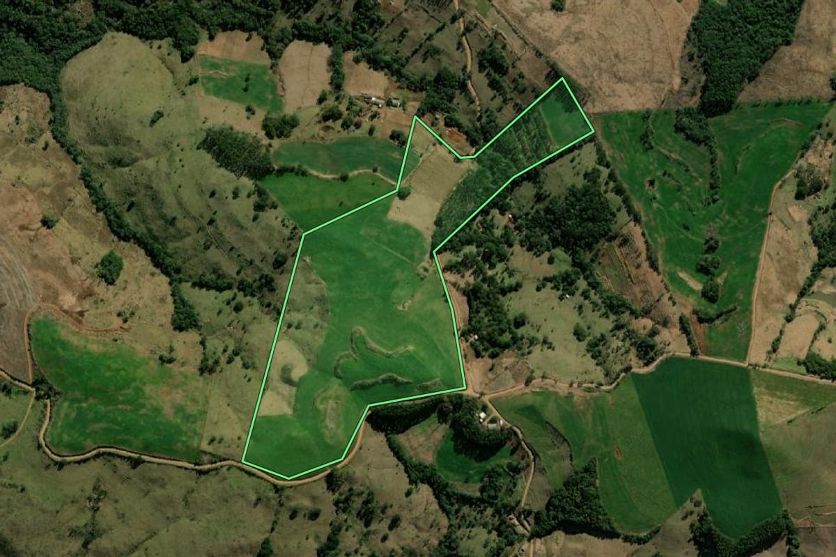 Imagem de satélite do imóvel rural em Bom Jesus do Sul (PR), com o contorno declarado no CAR desenhado por cima.