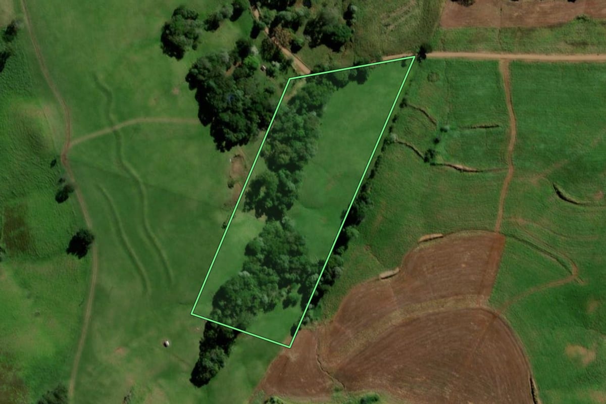 Imagem de satélite do imóvel rural em Bom Jesus do Sul (PR), com o contorno declarado no CAR desenhado por cima.