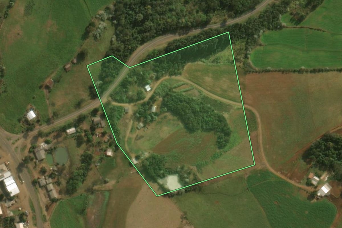 Imagem de satélite do imóvel rural em Bom Jesus do Sul (PR), com o contorno declarado no CAR desenhado por cima.