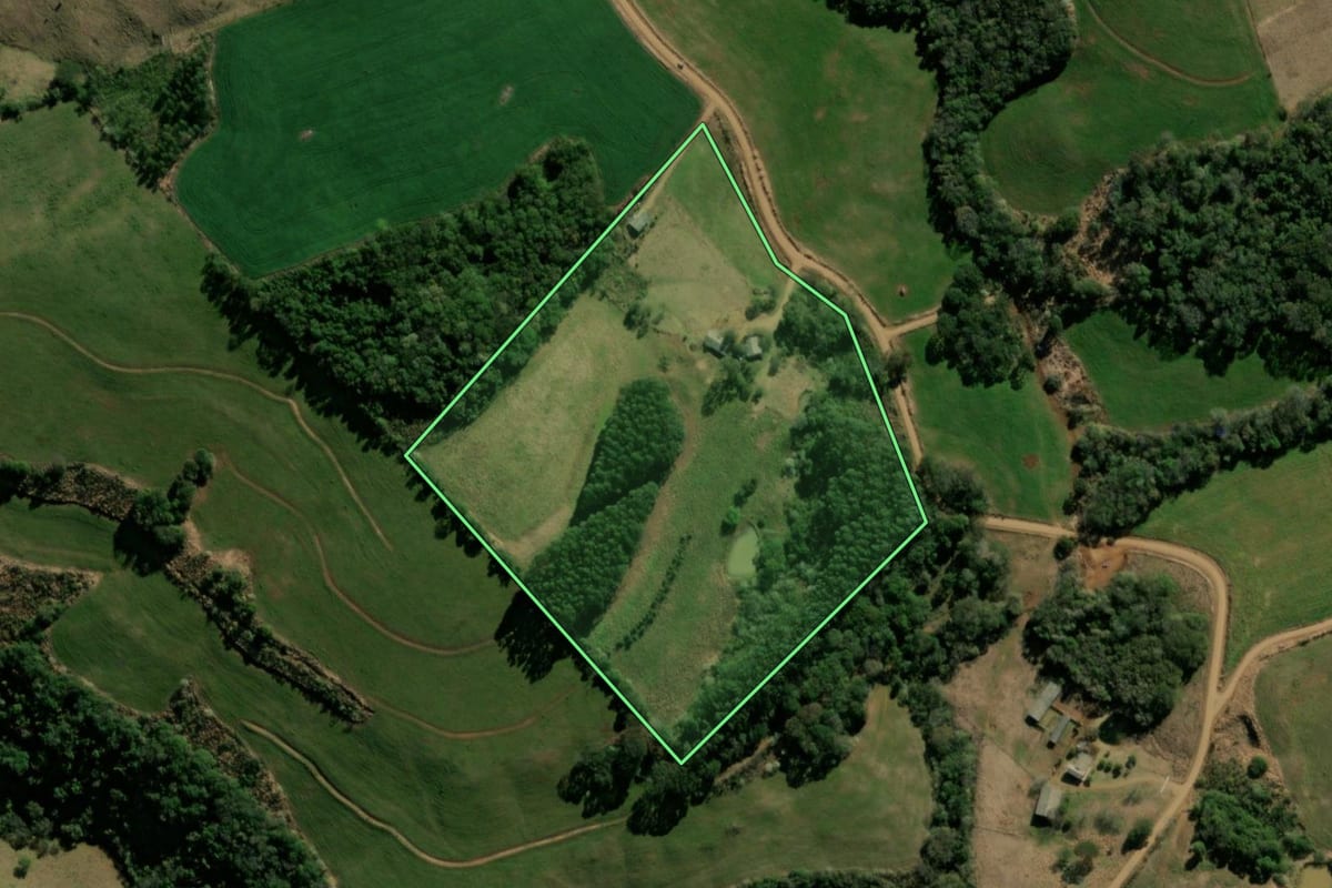 Imagem de satélite do imóvel rural em Bom Jesus do Sul (PR), com o contorno declarado no CAR desenhado por cima.