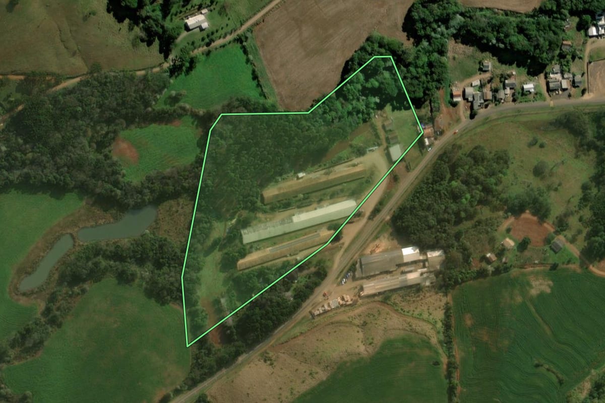 Imagem de satélite do imóvel rural em Bom Jesus do Sul (PR), com o contorno declarado no CAR desenhado por cima.
