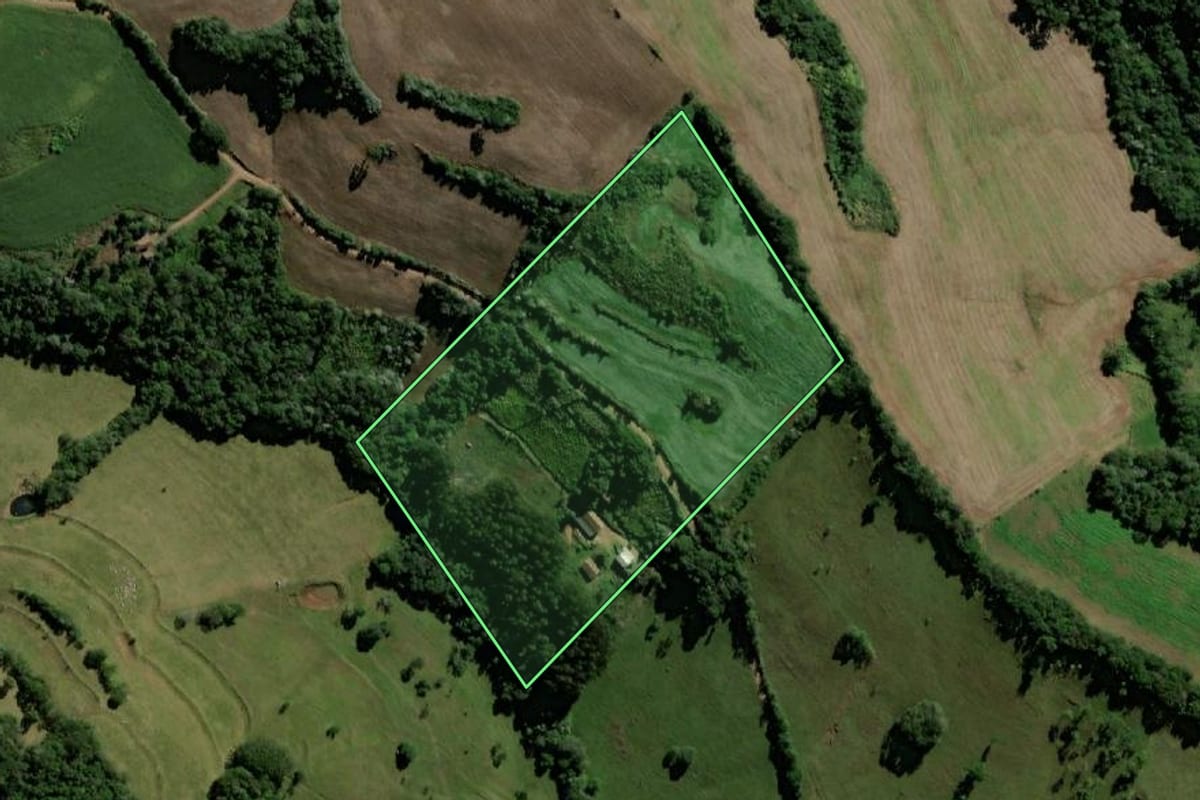 Imagem de satélite do imóvel rural em Bom Jesus do Sul (PR), com o contorno declarado no CAR desenhado por cima.
