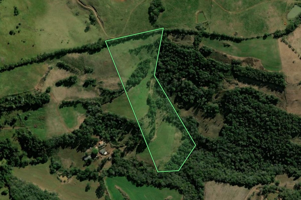 Imagem de satélite do imóvel rural em Bom Jesus do Sul (PR), com o contorno declarado no CAR desenhado por cima.