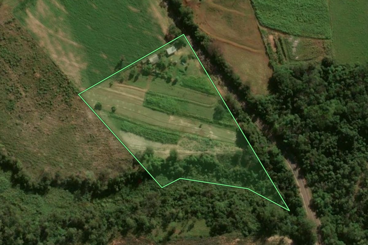 Imagem de satélite do imóvel rural em Cafezal do Sul (PR), com o contorno declarado no CAR desenhado por cima.
