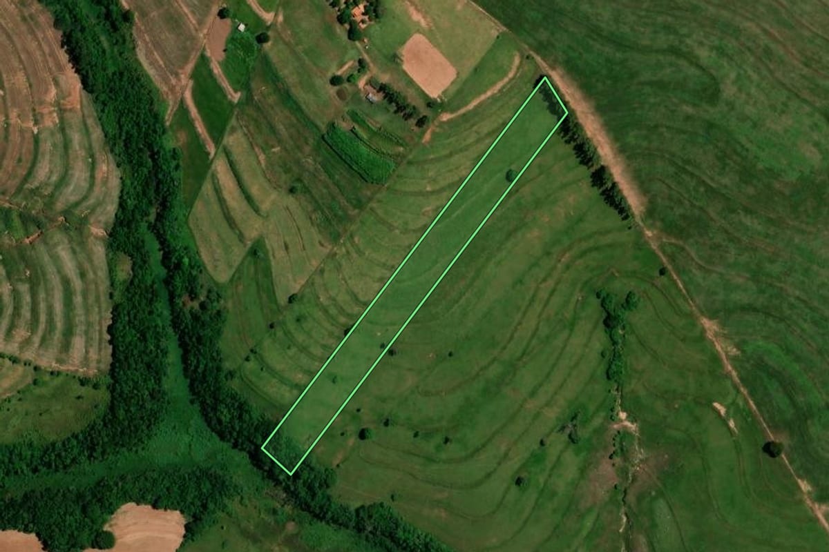 Imagem de satélite do imóvel rural em Cafezal do Sul (PR), com o contorno declarado no CAR desenhado por cima.
