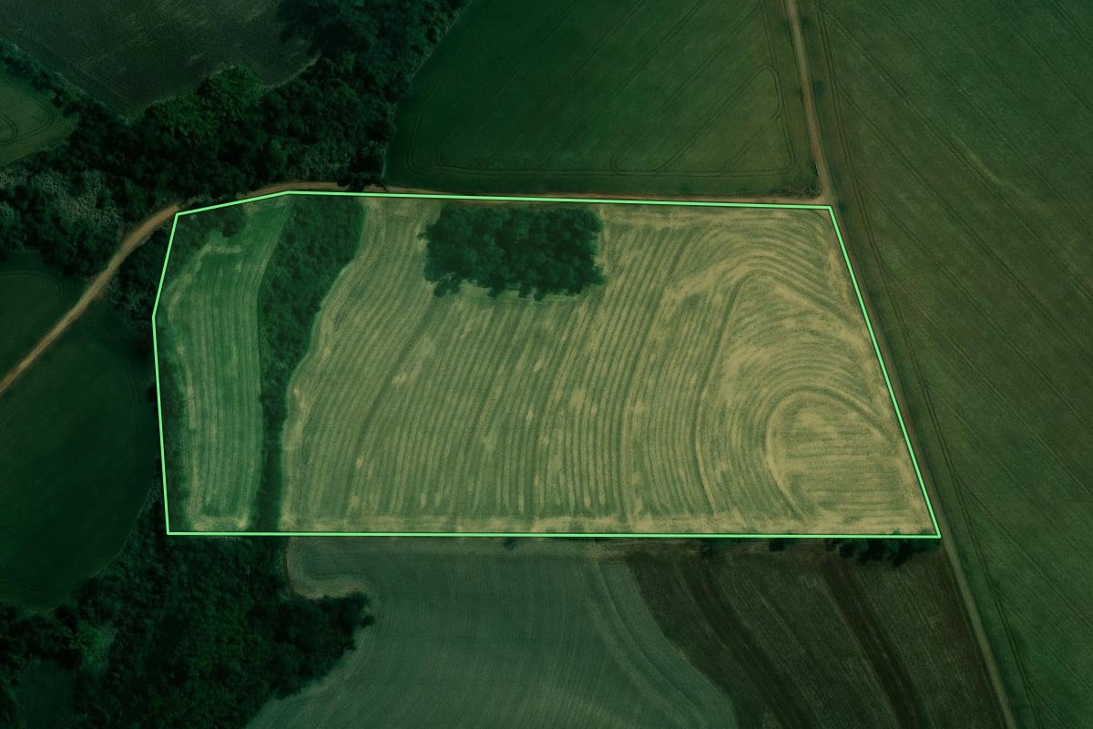 Imagem de satélite do imóvel rural em Cambé (PR), com o contorno declarado no CAR desenhado por cima.