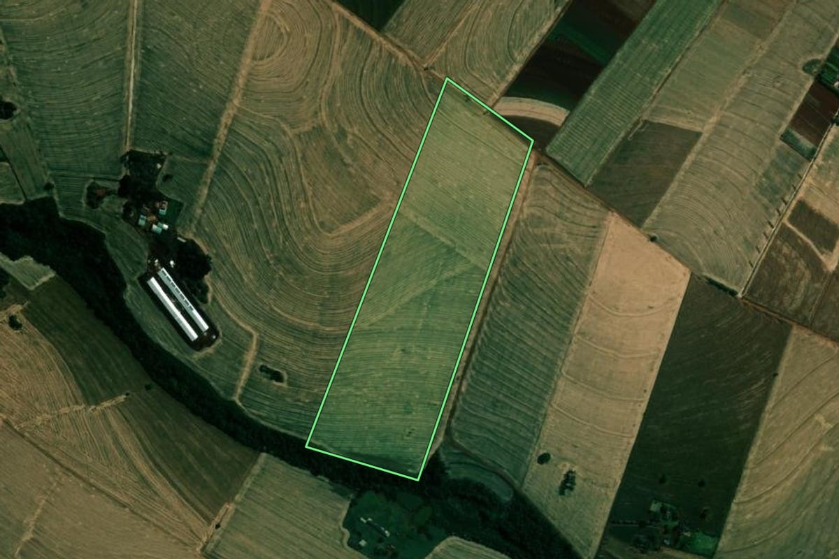 Imagem de satélite do imóvel rural em Cambé (PR), com o contorno declarado no CAR desenhado por cima.