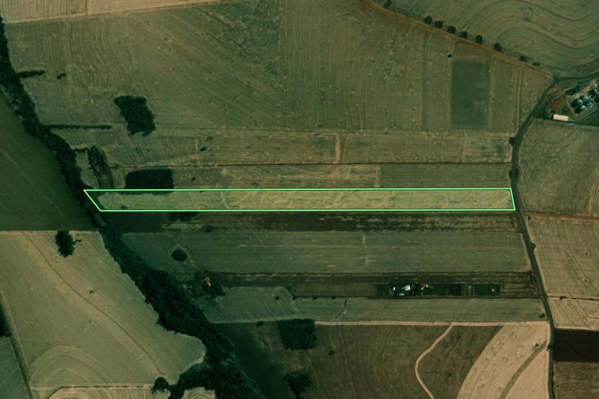Imagem de satélite do imóvel rural em Cambé (PR), com o contorno declarado no CAR desenhado por cima.