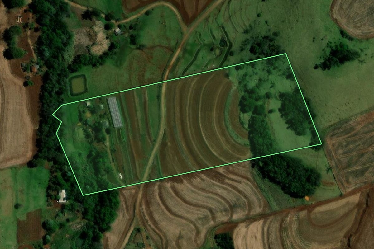 Imagem de satélite do imóvel rural em Campina da Lagoa (PR), com o contorno declarado no CAR desenhado por cima.