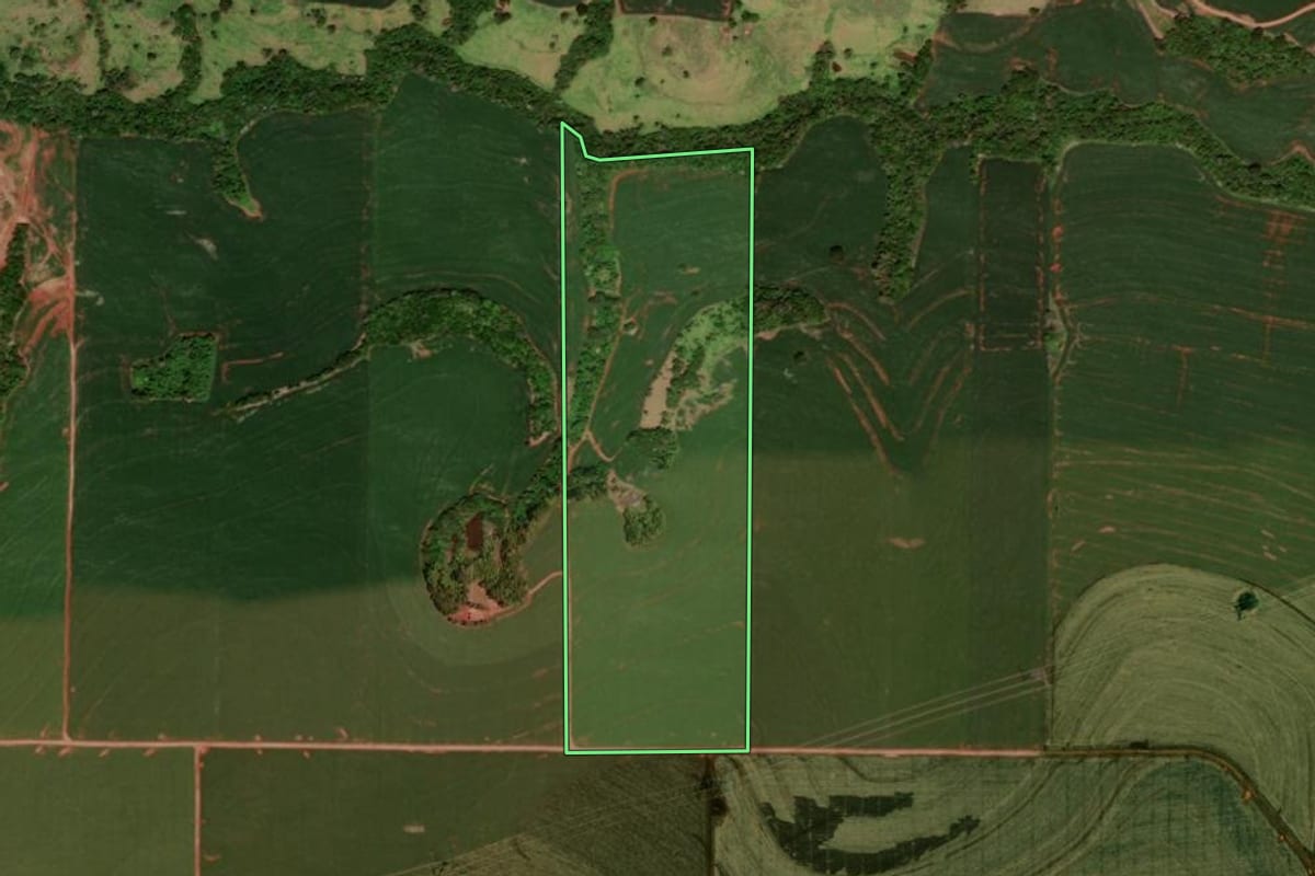 Imagem de satélite do imóvel rural em Campina da Lagoa (PR), com o contorno declarado no CAR desenhado por cima.