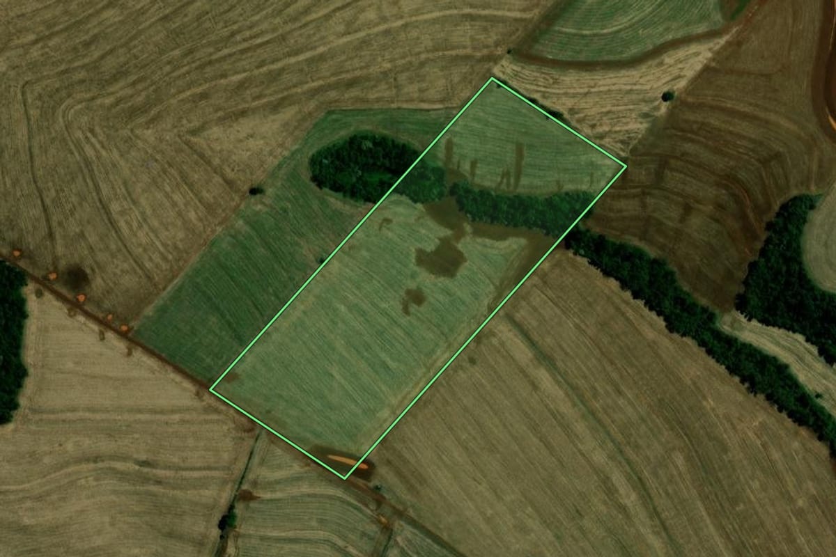 Imagem de satélite do imóvel rural em Campina da Lagoa (PR), com o contorno declarado no CAR desenhado por cima.