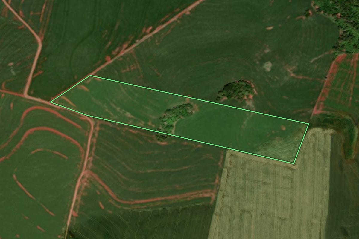 Imagem de satélite do imóvel rural em Campina da Lagoa (PR), com o contorno declarado no CAR desenhado por cima.