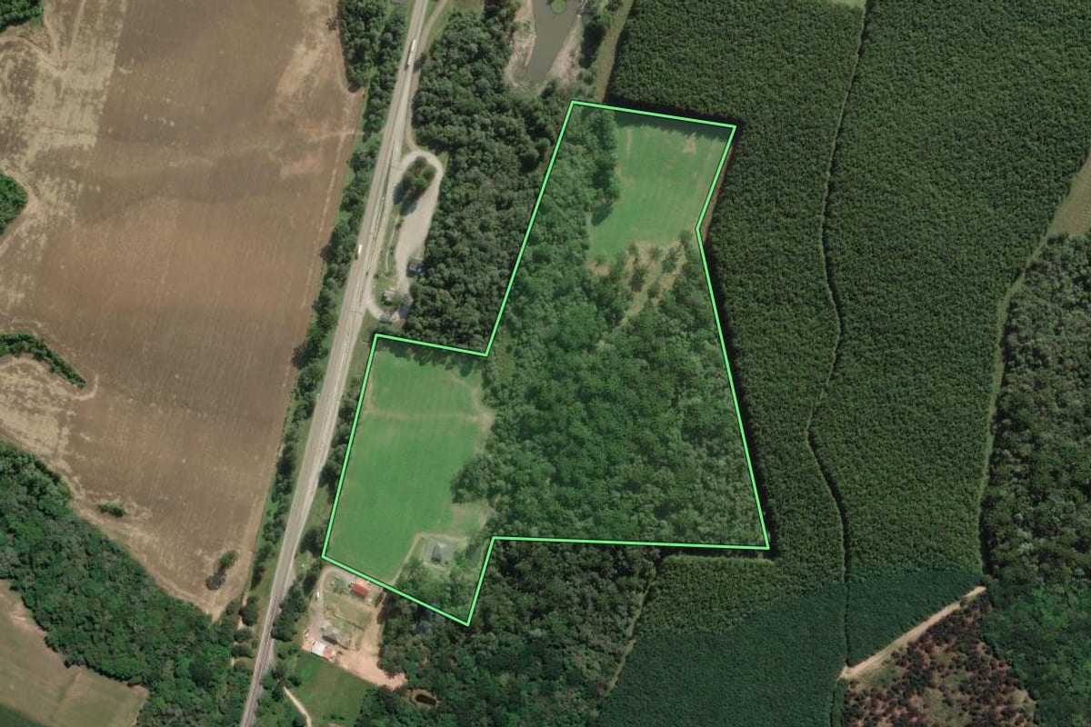 Imagem de satélite do imóvel rural em Campo do Tenente (PR), com o contorno declarado no CAR desenhado por cima.