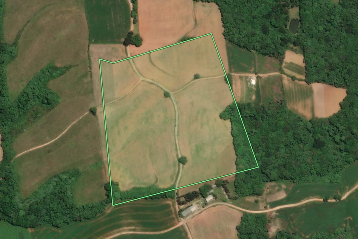 Imagem de satélite do imóvel rural em Campo Largo (PR), com o contorno declarado no CAR desenhado por cima.