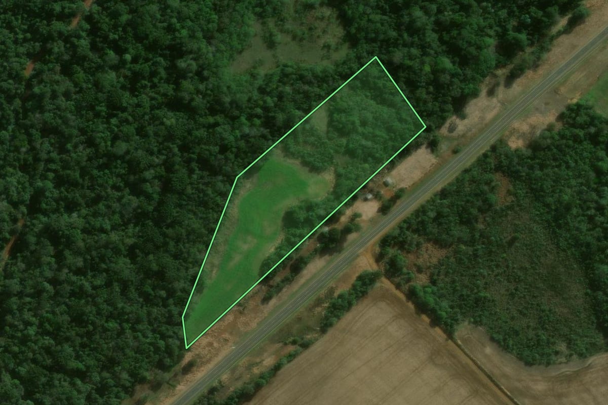 Imagem de satélite do imóvel rural em Candói (PR), com o contorno declarado no CAR desenhado por cima.