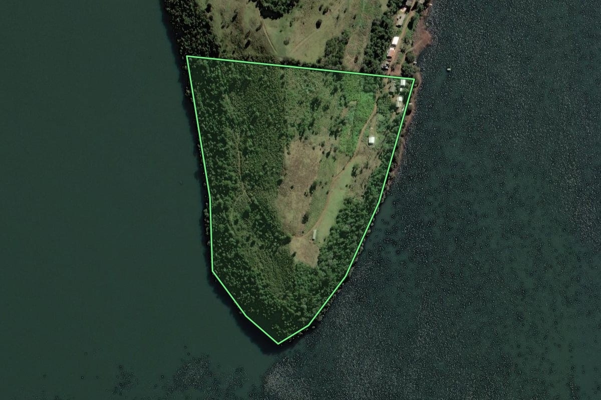 Imagem de satélite do imóvel rural em Candói (PR), com o contorno declarado no CAR desenhado por cima.