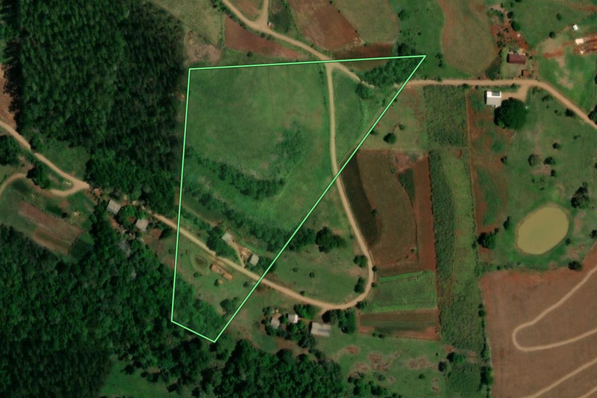 Imagem de satélite do imóvel rural em Capanema (PR), com o contorno declarado no CAR desenhado por cima.
