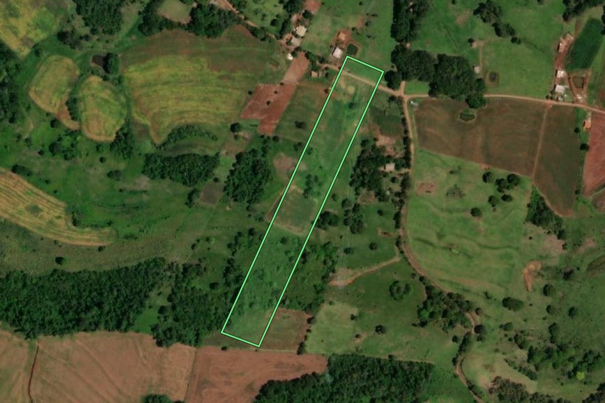 Imagem de satélite do imóvel rural em Capitão Leônidas Marques (PR), com o contorno declarado no CAR desenhado por cima.