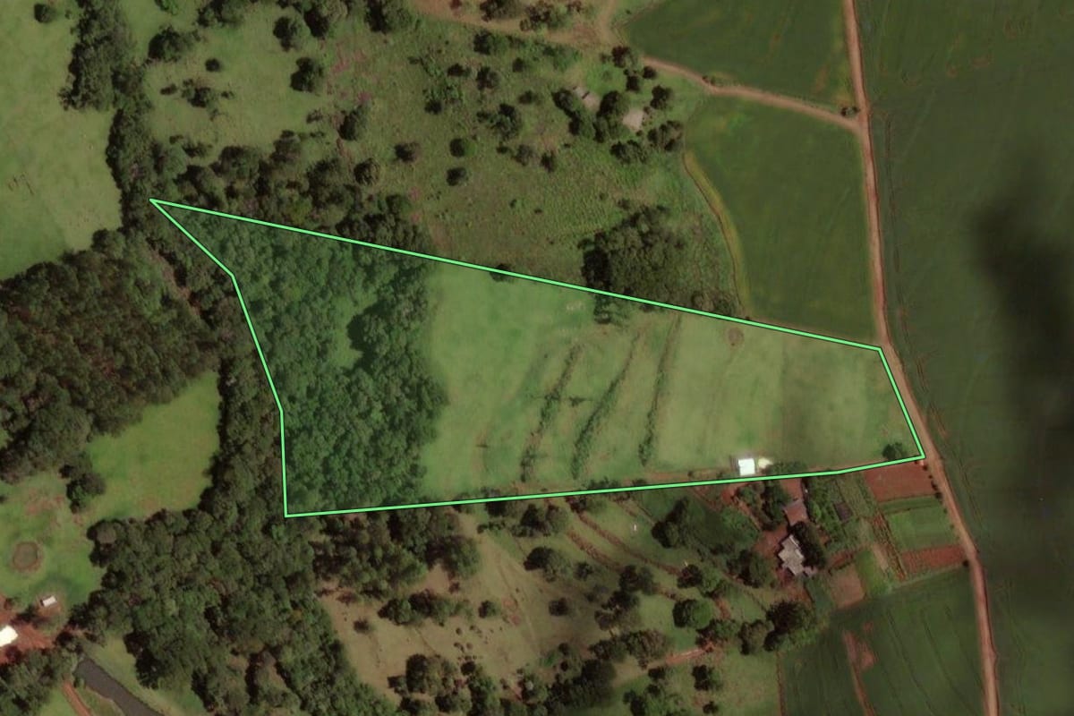 Imagem de satélite do imóvel rural em Capitão Leônidas Marques (PR), com o contorno declarado no CAR desenhado por cima.