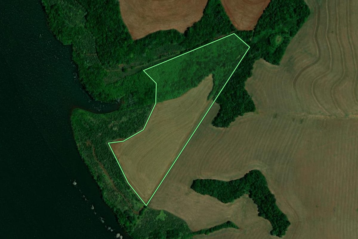 Imagem de satélite do imóvel rural em Capitão Leônidas Marques (PR), com o contorno declarado no CAR desenhado por cima.